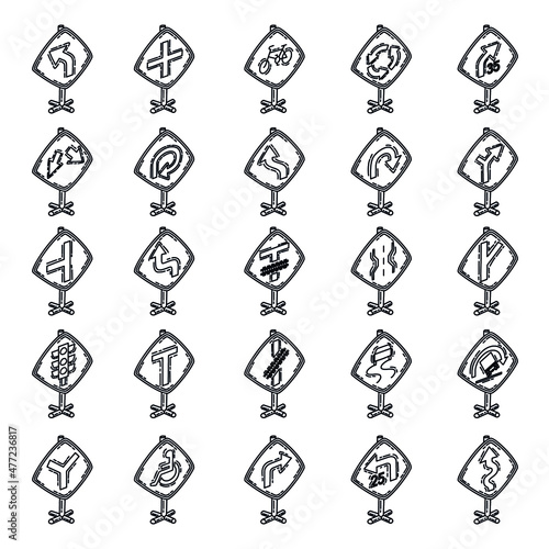 Traffic Signs Set Icon Vector