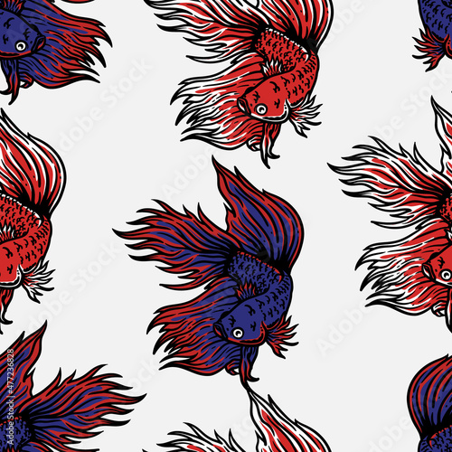 vintage style betta fish illustration with slogan on black background