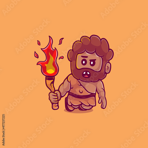 cute caveman illustration