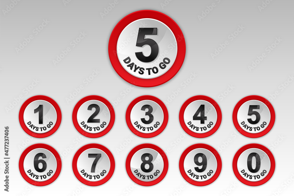 Number countdown of day to go button click design sale promotion collection Number countdown of day to go button click design sale promotion collection