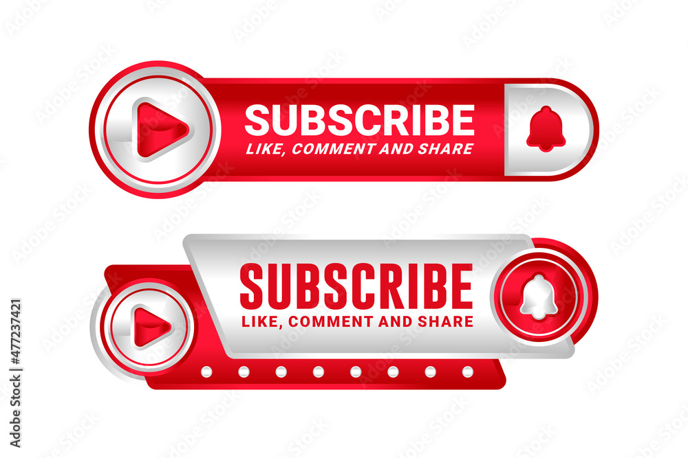 Subscibe chennel like comment and share click button vector design collection Subscibe chennel like comment and share click button vector design collection