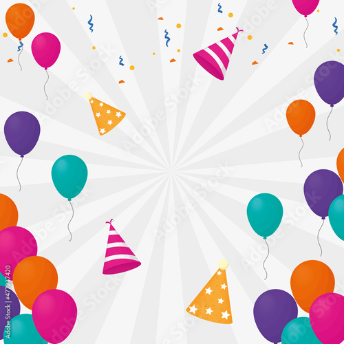 ballons and party hat