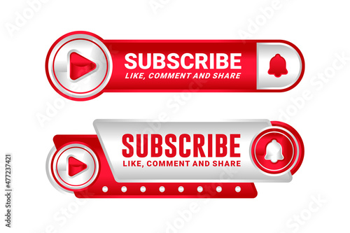 Subscibe chennel like comment and share click button vector design collection
