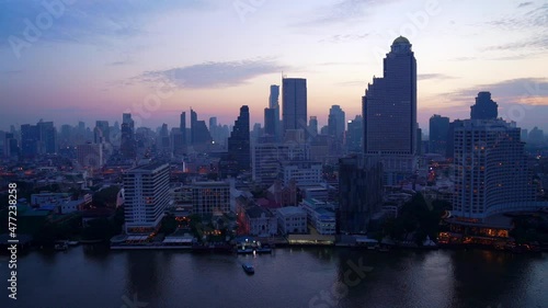 Wallpaper Mural The Bangkok skyline waking up at dawn from across the Chao Phraya River. Torontodigital.ca