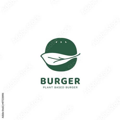 Plant based burger logo, burger logo icon for vegetarian or vegan community