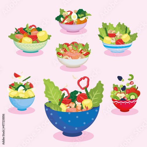 seven healthy food bowls