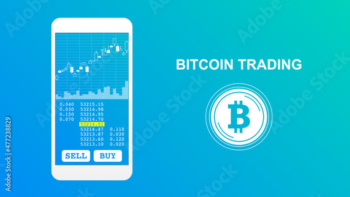 Bitcoin trading and mobile trading concept illustration. photo