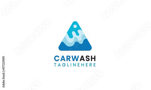 Minimal car washing logo, water drop logo, 
