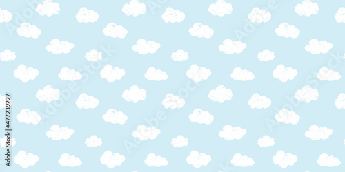 Handwriting clouds background. Seamless pattern. Vector. 手書きの雲パターン