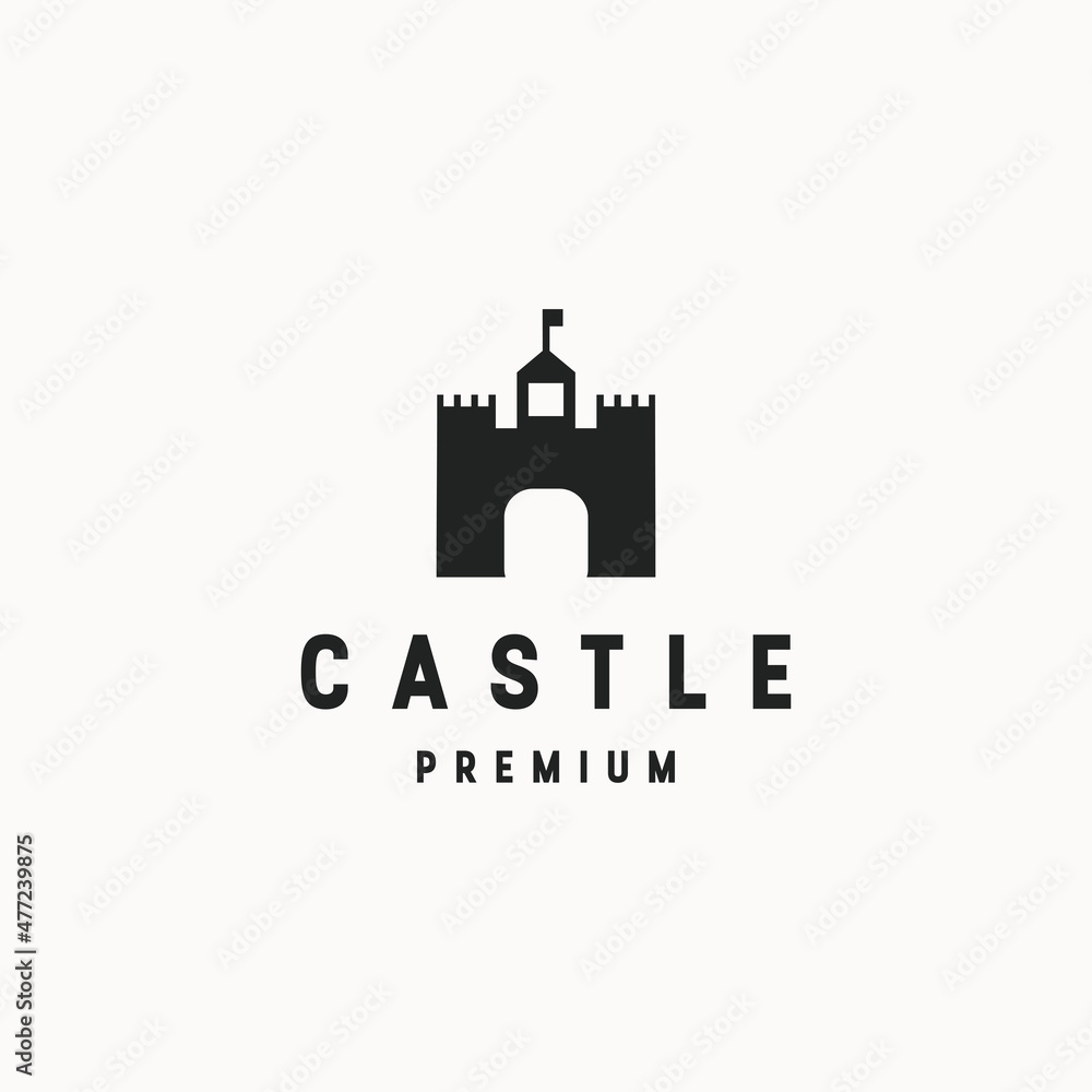 Castle logo icon flat design template 