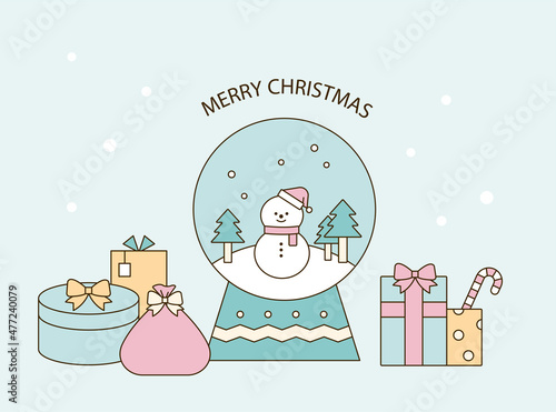 Snowballs and gift boxes. flat design style vector illustration.