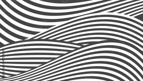 Wallpaper Mural Black and white wavy pattern with curved lines Torontodigital.ca