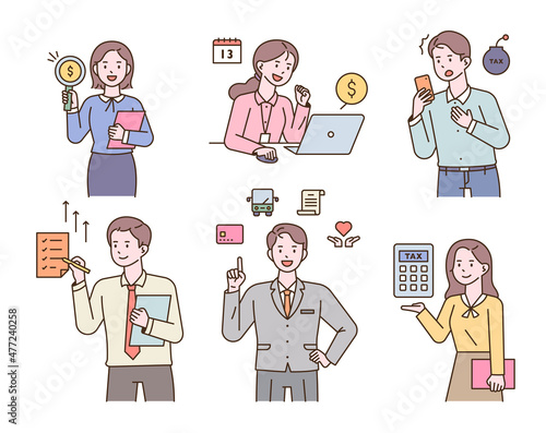 Financial asset design expert tax related icons. flat design style vector illustration.