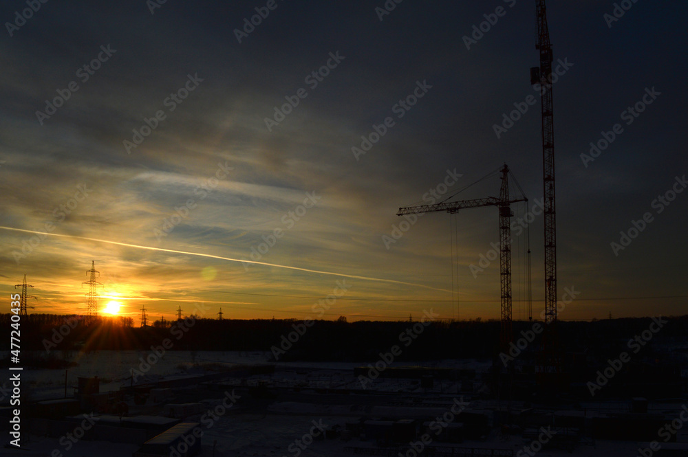 Fototapeta premium sunset over the city