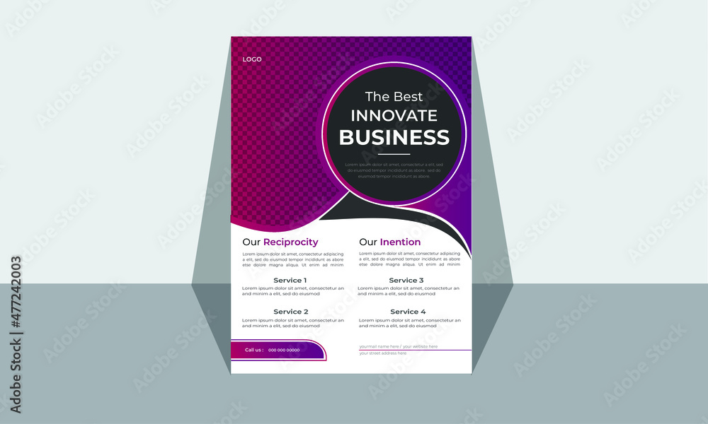 Business Flyer Brochure Template, Can be use for publishing, print and presenta poster flyer brochure cover design layout, geometric shapes, Graphic design with triangle graphic, IT Company flyer.