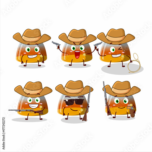 Cool cowboy gummy corn cartoon character with a cute hat