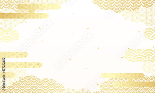 和風の雲のベクターイラスト背景(抽象,アブストラクト,ひな祭り,花見,新生活,ポスター,バナー )