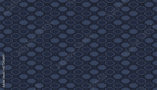 Abstract geometric seamless pattern with grid and line. Monochrome blue elements on indigo background. Vector illustration.For male shirt textile cloth silk scarf bandana wallpaper mobile case cover 