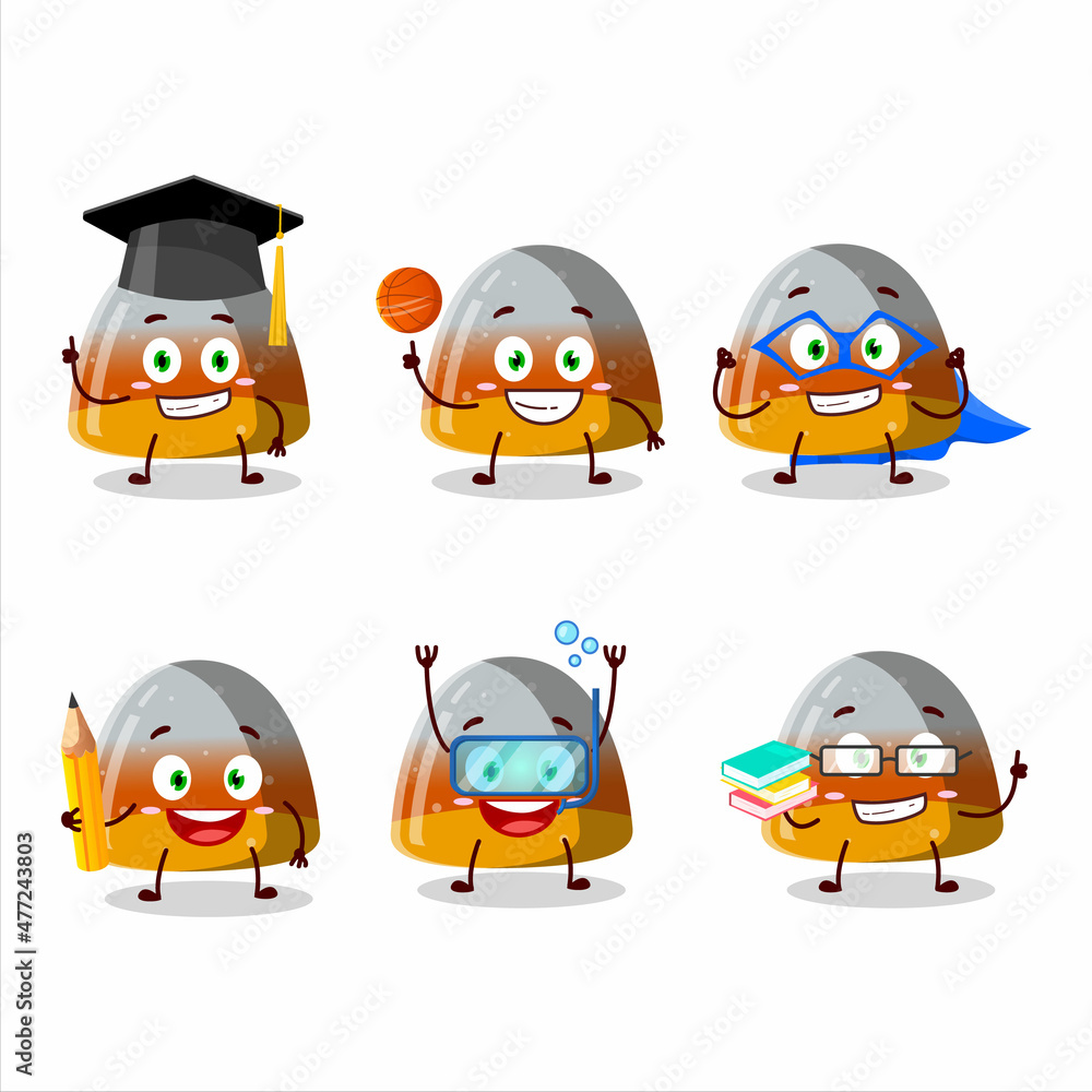 School student of gummy corn cartoon character with various expressions School student of gummy corn cartoon character with various expressions