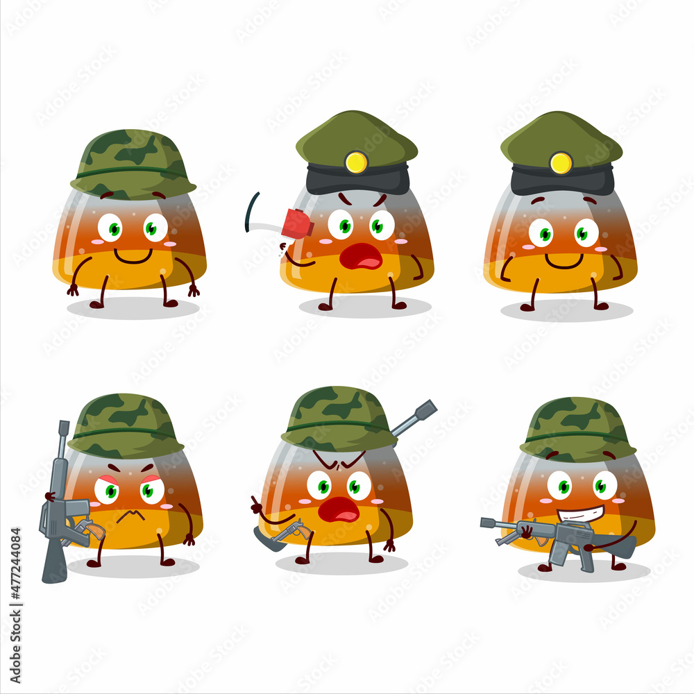 A charming soldier gummy corn cartoon picture bring a gun machine