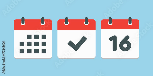 Vector page calendar number 16, done, agenda app