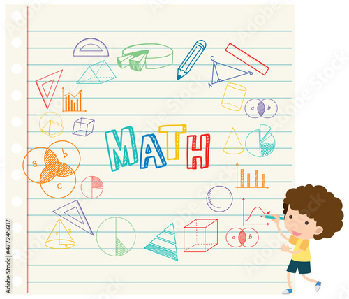 Doodle math formula on notebook page