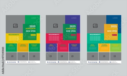 School Admission Flyer Design with photo space & editable