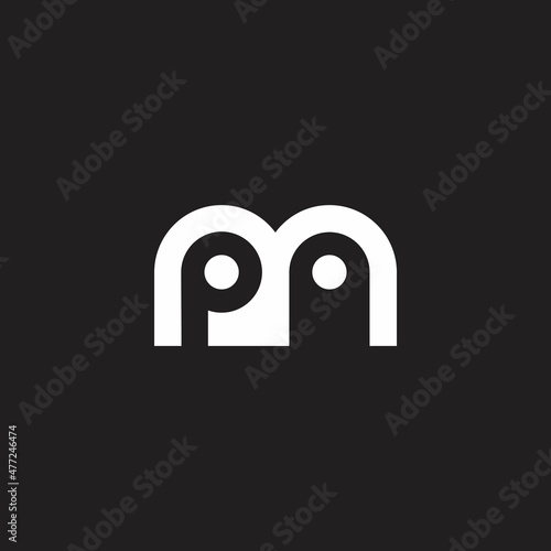letters pm simple geometric dots logo vector