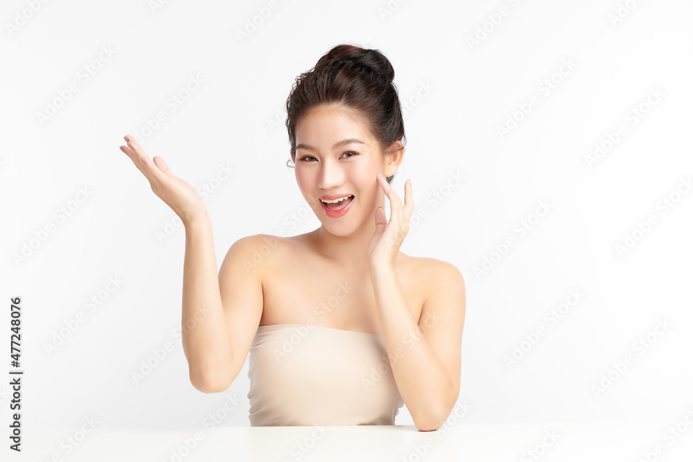 Beautiful young asian woman with clean fresh skin on white background, Face care, Facial treatment, Cosmetology, beauty and spa, Asian women portrait. Beautiful young asian woman with clean fresh skin on white background, Face care, Facial treatment, Cosmetology, beauty and spa, Asian women portrait.
