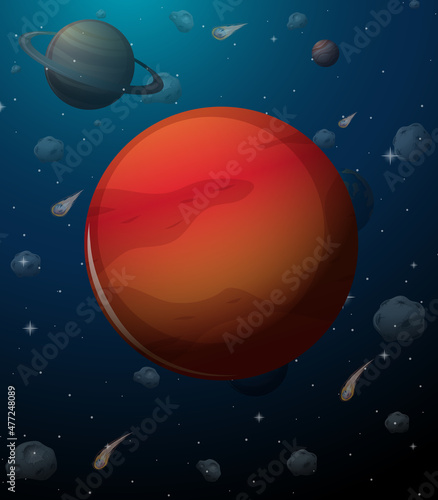Mars planet on space background