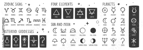 Fotografering Astrological, esoteric symbols set