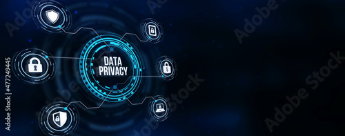 Internet, business, Technology and network concept. Cyber security data protection business technology privacy concept. 3d illustration