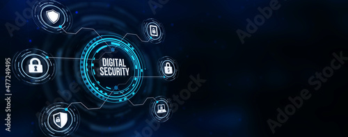 Internet, business, Technology and network concept. Cyber security data protection business technology privacy concept. 3d illustration