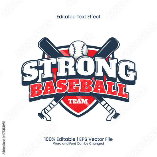 Editable text effect - Strong Baseball Team emblem customized vintage style