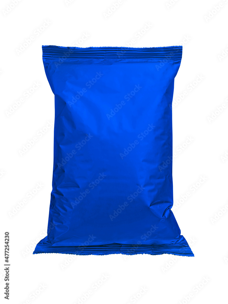 Blue Packaging for food, chips, crackers, sweets, mockup for your design and advertising, an empty packaging form