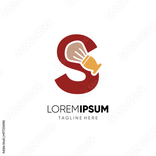 Letter S Shaving Brush Logo Design Vector Icon Graphic Emblem Illustration