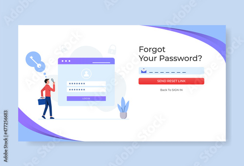 Man forgetting his password illustration. This design can be used for websites, landing pages, UI, mobile applications, posters, banners