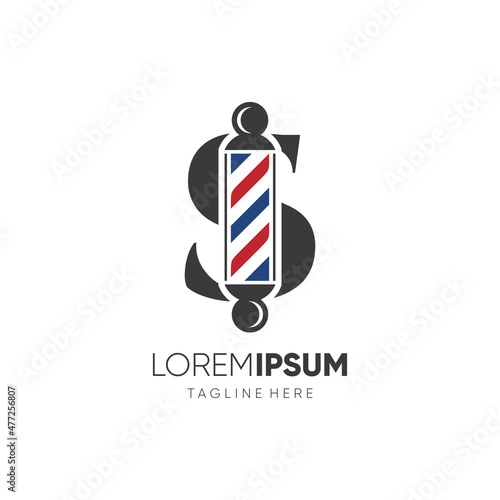 Letter S Barber Pole Logo Design Vector Icon Graphic Emblem Illustration