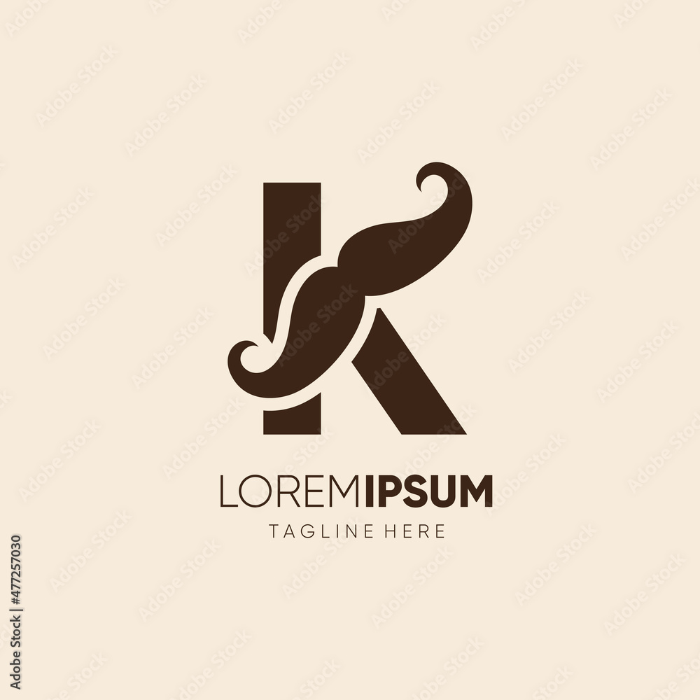Initial Letter K Mustache Logo Design Vector Icon Graphic Emblem Illustration Initial Letter K Mustache Logo Design Vector Icon Graphic Emblem Illustration