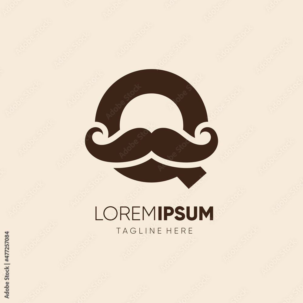 Initial Letter Q Mustache Logo Design Vector Icon Graphic Emblem Illustration Initial Letter Q Mustache Logo Design Vector Icon Graphic Emblem Illustration
