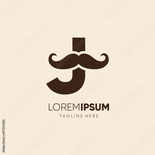 Initial Letter J Mustache Logo Design Vector Icon Graphic Emblem Illustration