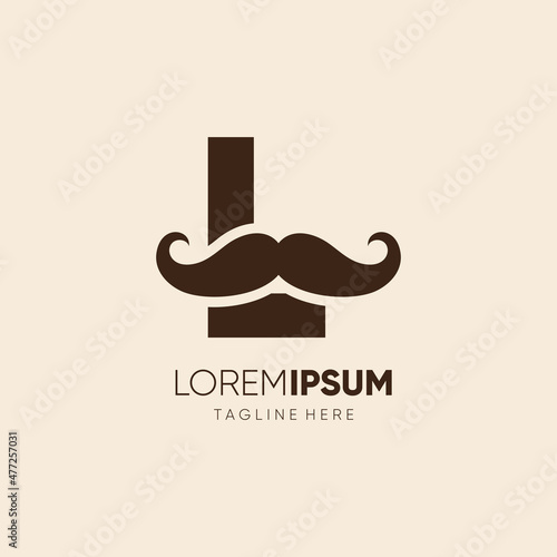 Initial Letter L Mustache Logo Design Vector Icon Graphic Emblem Illustration