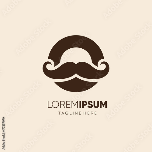 Initial Letter O Mustache Logo Design Vector Icon Graphic Emblem Illustration