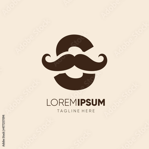 Initial Letter S Mustache Logo Design Vector Icon Graphic Emblem Illustration