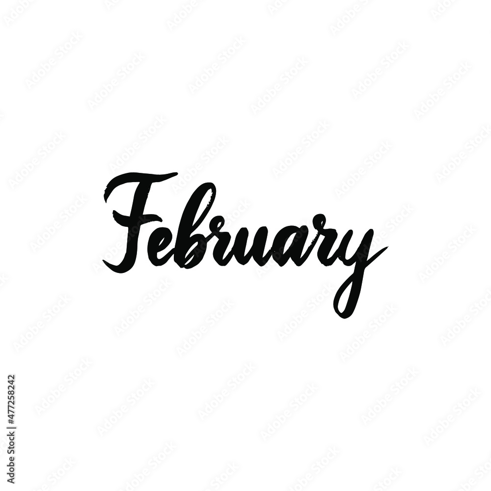February Handwritten Brush Lettering. Vector Illustration of Hand Drawn Painting Calligraphy. February Handwritten Brush Lettering. Vector Illustration of Hand Drawn Painting Calligraphy.