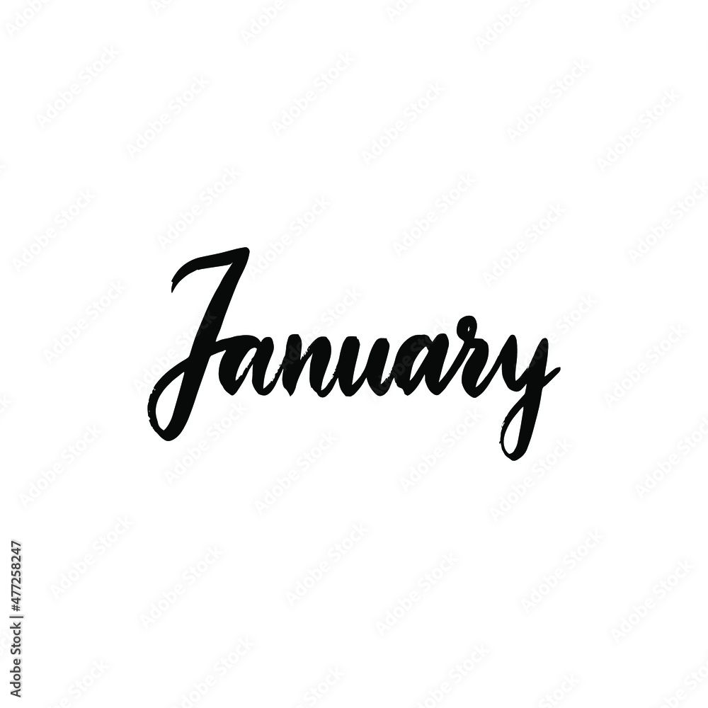 January Handwritten Brush Lettering. Vector Illustration of Hand Drawn Painting Calligraphy. January Handwritten Brush Lettering. Vector Illustration of Hand Drawn Painting Calligraphy.