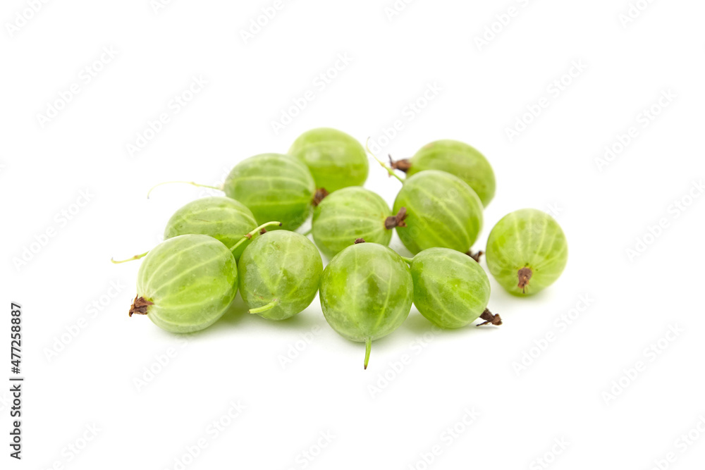 Gooseberry isolated on white background. Heap of green berries. Fresh gooseberry Gooseberry isolated on white background. Heap of green berries. Fresh gooseberry