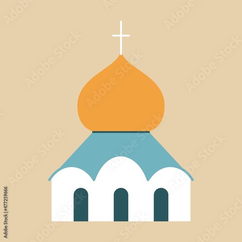 Russian icons in flat style. Colorful images of Russian culture. Vector illustration for website, posters and cards.