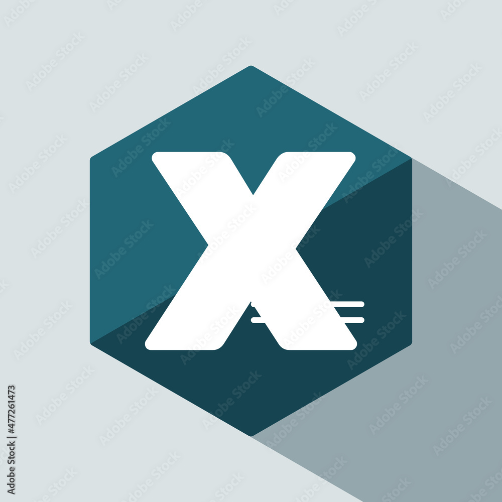 Obraz premium vector Initial letter X hexagon flat design with shadow. universal icon design template.