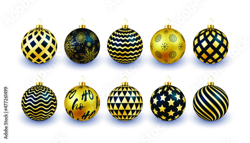 Christmas balls baubles bombs bulbs colorful decoration isolated on white background. Xmas glass ball. Vector